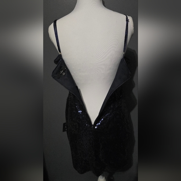 Disco Nights Navy Blue Sequin Bodycon Mini Dress - Picture 7 of 11